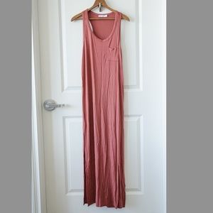 Burnt orange sheath maxi with slit